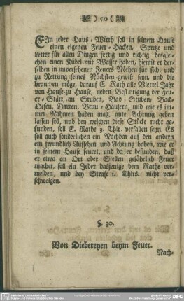 § 30. Von Diebereyen beym Feuer