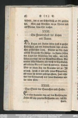 XXXI. Die Freundschaft der Katzen und Ratten.