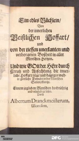 [Von der geistlichen Hoffart]