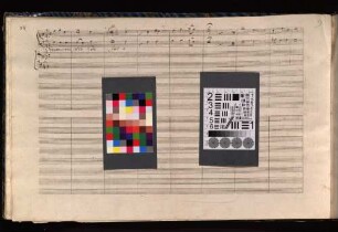 13 Cantiques, Arr, SchV 214a - BSB Mus.ms. 4226#Beibd.2 : [label on cover, by Schafhäutl:] 1812 // Abt Voglers // Laetatus sum a 4 Voc con // 2 Viol Alto Basso 2 Corni 2 Oboe 2 Clarinetti due Fagotti // Cantiques in französischer Sprache // am 20 t September 1812 pg. 25 // dieselben zum zweitenmal am 22 t Sept // von Vogler fürs Klavier geschrieben pg. 35 // (Originalpartitur // Voglers Handschrift) [heading, p.35, by Schafhäutl: "dieselben Cantiques für Klavier v. Vogler neu geschrieben 22 t Sept 1812"] [at the end, p.5 by Vogler:] 22 7 b r 12