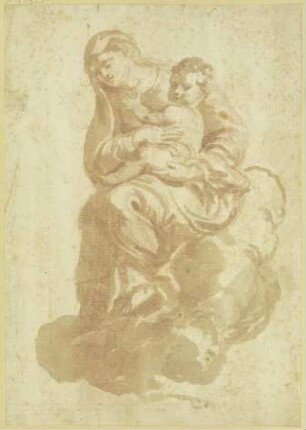 Madonna mit dem Jesuskind auf Wolken schwebend