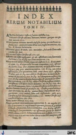 Index Rerum Notabilium Tomi IV.