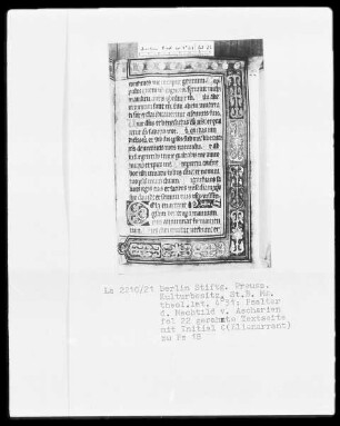 Psalter der Mechthild von Anhalt — Initiale C (eli enarrant) und Dreiviertelbordüre, Folio 22recto