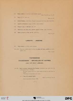 Tapisseries (Nr. 591-603)