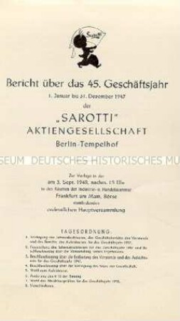 Geschäftsbericht für das Jahr 1948 - Sachkonvolut