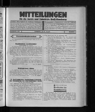 Jahrgang 1929, Hamburg, den 18. August, Nummer 33