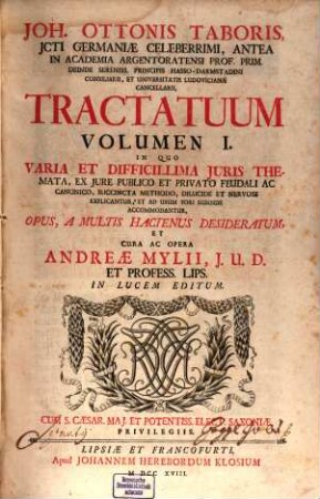 Tractatum Volumen .... 1
