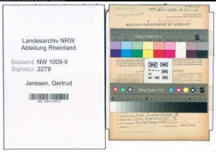 Entnazifizierung Gertrud Janssen , geb. 30.08.1901 (Hebamme)