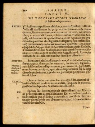 Caput VI. De Proprietatibus Verorum et falsorum adiaphororum.