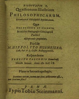 10: Disputationes quaestionum illustrium philosophicarum