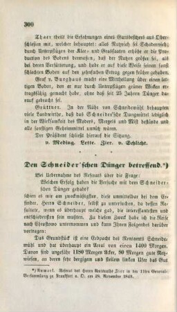 Den Schneider'schen Dünger betreffend.