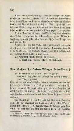 Den Schneider'schen Dünger betreffend.