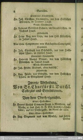 Zweyte Abtheilung. Von Sr. Churfürstlichen Durchl. Collegiis und Expeditionen