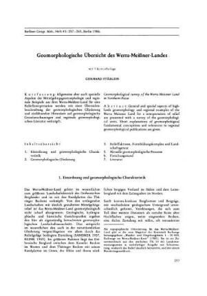 Geomorphologische Übersicht des Werra-Meißner-Landes