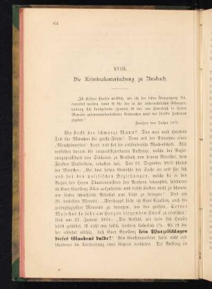 XVIII. Die Kriminaluntersuchung zu Ansbach.