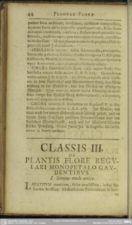 Classis III. De Plantis Flore Regulari Monopetalo Gaudentibus