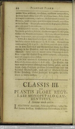 Classis III. De Plantis Flore Regulari Monopetalo Gaudentibus