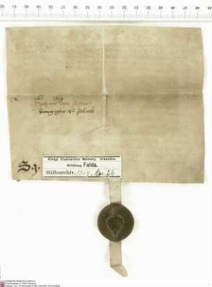 Johann Fuchsstadt (Fustat) bekundet für sich und seine Erben, dass Heinrich [von Kranlucken], Abt von Fulda, ihm erlaubt hat, sein Burglehen (burg...