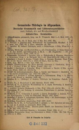 Lager-Verzeichnis. 273. 1896