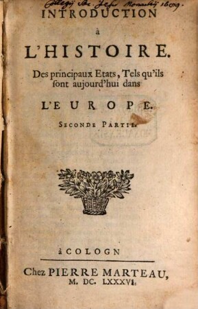 Introduction à l'histoire des principaux états, tel qu'ils sont aujourd'hui dans l'Europe, Pars 2
