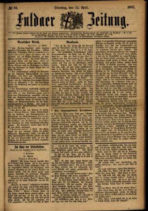Ausgabe vom Dienstag, den 12. April 1887.