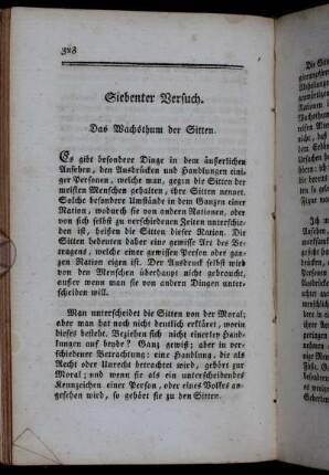 Siebenter Versuch. Das Wachsthum der Sitten.