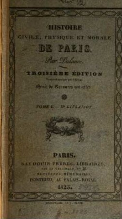 Histoire civile, physique et morale de Paris. 1