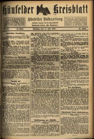 Zweite Ausgabe vom Samstag, den 19. Juli 1930.