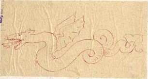Klenze, Leo von; Skizzen von Tieren und Fabelwesen - Drache (Ansicht)