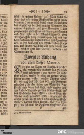 Zweyter Anhang von eben dieser Materie.