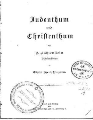 Judenthum und Christenthum / von I. Lichtenstein