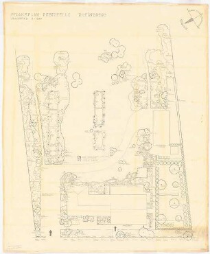 Garten am Postgebäude, Rheinsberg: Lageplan mit Pflanzplan 1:100