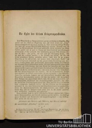 Die Opfer des kleinen Belagerungszustandes.