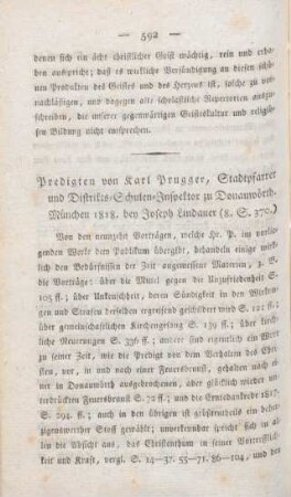 592-597 [Rezension] Predigten von Karl Prugger