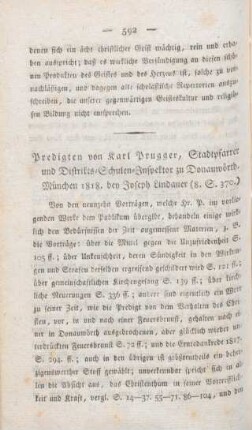 592-597 [Rezension] Predigten von Karl Prugger