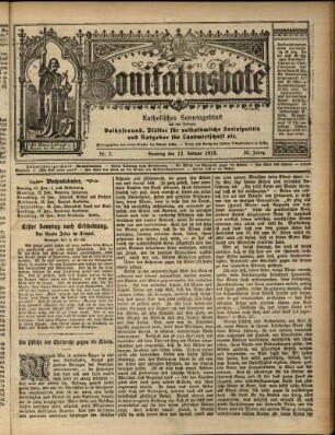 Erste Ausgabe vom Sonntag, den 12. Januar 1913.