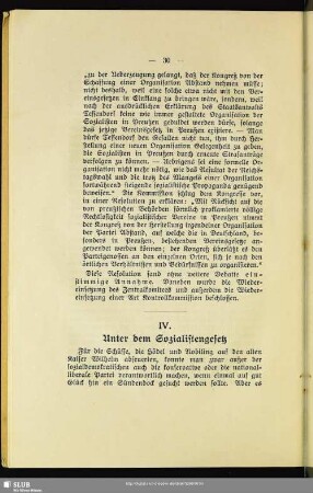 IV. Unter dem Sozialistengesetz