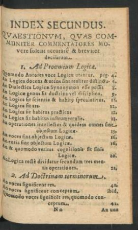 Index Secundus. Questionum