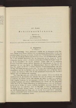 XIV. Kapitel. Schiffsschleusen.