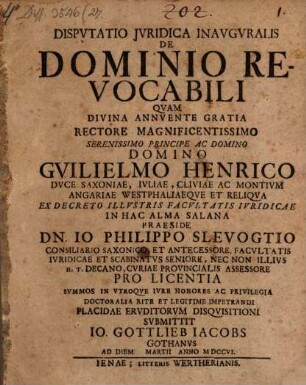 Disp. iur. inaug. de dominio revocabili