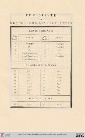 Preisliste