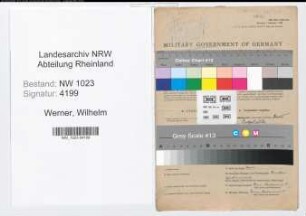 Entnazifizierung Wilhelm Werner , geb. 10.11.1900 (Regierungsangest.)