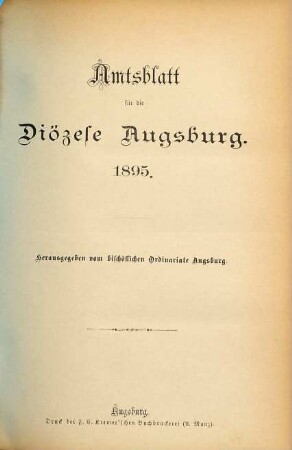 Amtsblatt für die Diözese Augsburg. 1895