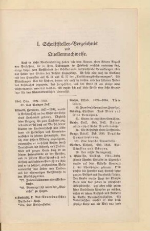 I. Schriftsteller-Verzeichnis und Quellennachweise
