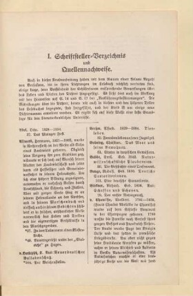 I. Schriftsteller-Verzeichnis und Quellennachweise