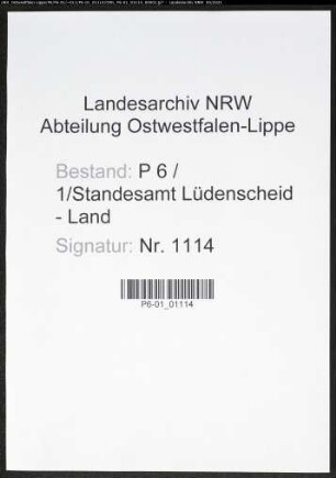 Heiratsregister Standesamt Lüdenscheid-Land