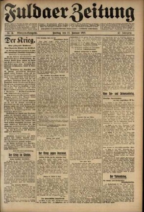 Erste Ausgabe vom Freitag, den 15. Januar 1915.