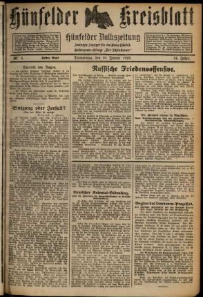 Erste Ausgabe vom Donnerstag, den 10. Januar 1929.
