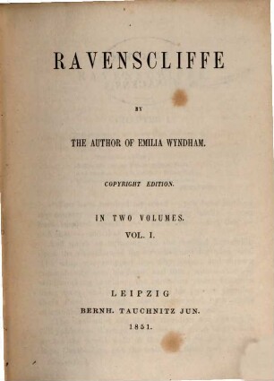 Ravenscliffe : in 2 vols., 1