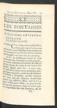 Vingtième Entretien. Les Fontaines.